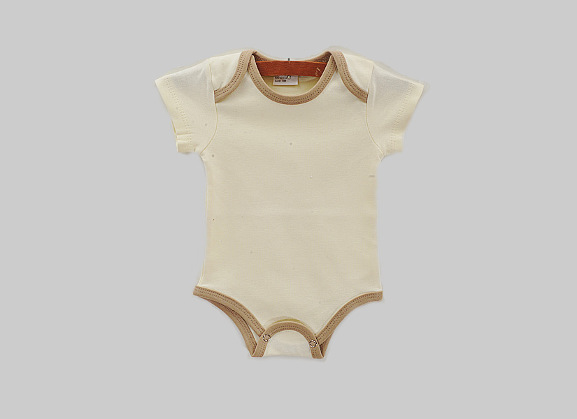 Irish Cream & Camel color trim blank baby jumpsuit
