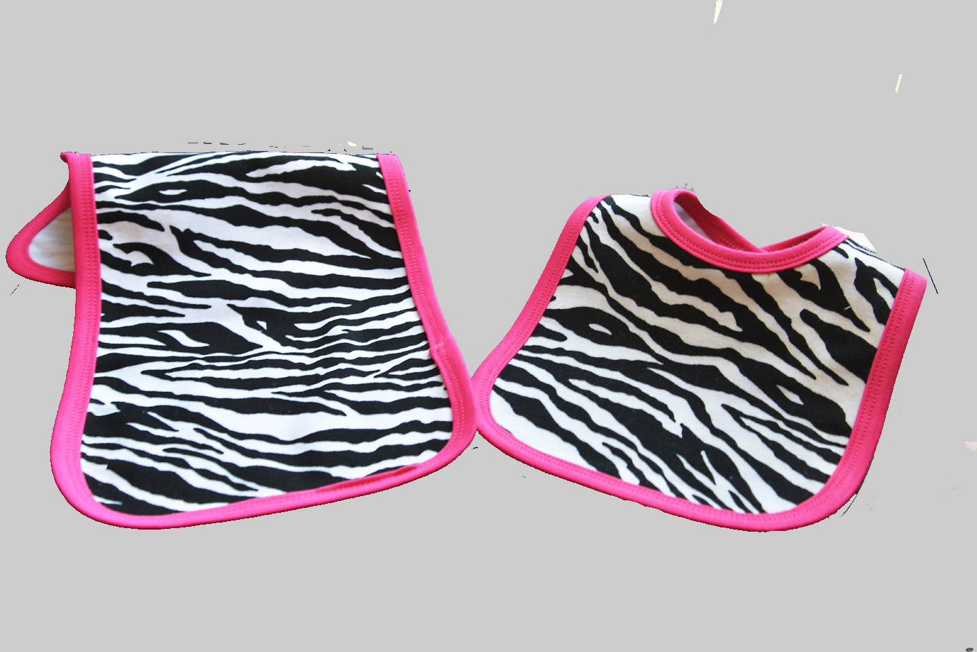 black zebra prints, baby bib, burpcloths.