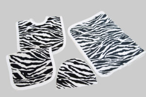 zebra prints, burpcloth, baby bibs, baby cap.