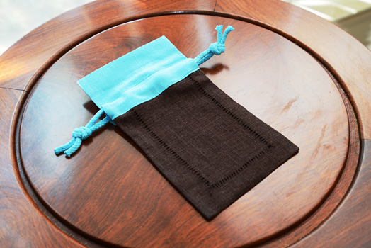 hemstitch color on color sachet bags